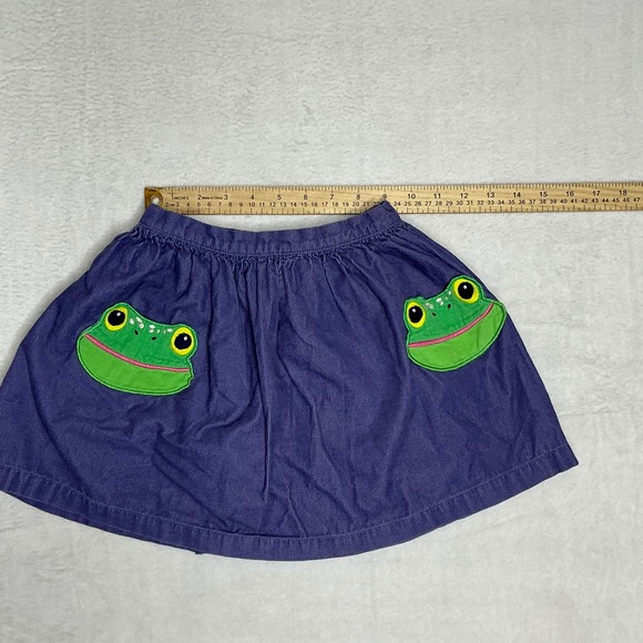 Mini Boden Kids Skirt Set 2 Purple Frog Denim Stars Hearts Drawstring Size 6-8Y - Picture 7 of 10